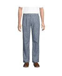 Lands' End Men's Linen Cotton Pleated Relaxed Pants