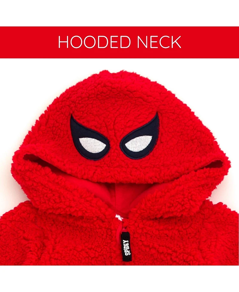 Avengers Baby Boys Spider-Man Cozy Sherpa Zip Up Cosplay Coverall