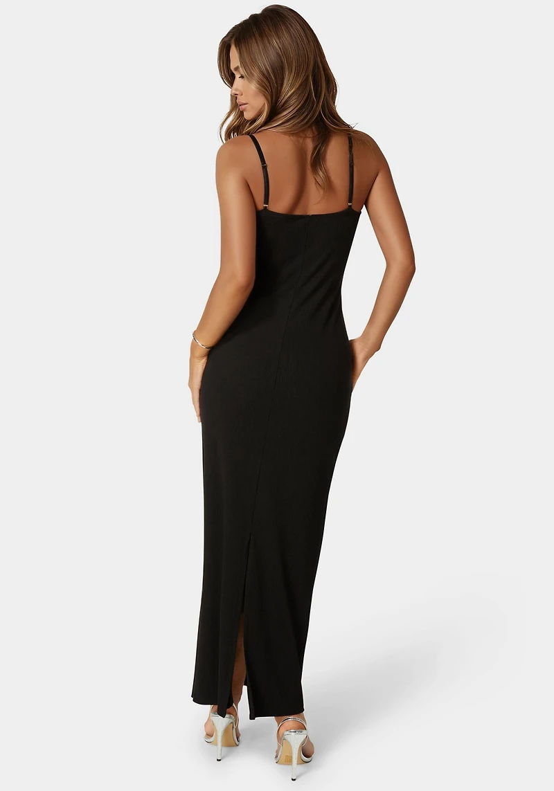 Bebe Women's Diamond Trim Rib Maxi Dress