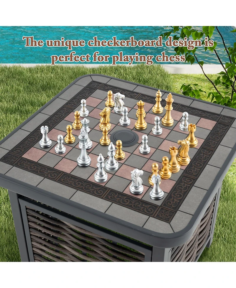 Outdoor Pe Rattan Side Table Square End Table with Umbrella Hole