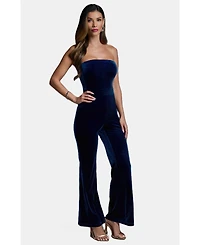 Bebe Women's Strapless Velvet Jumpsuit