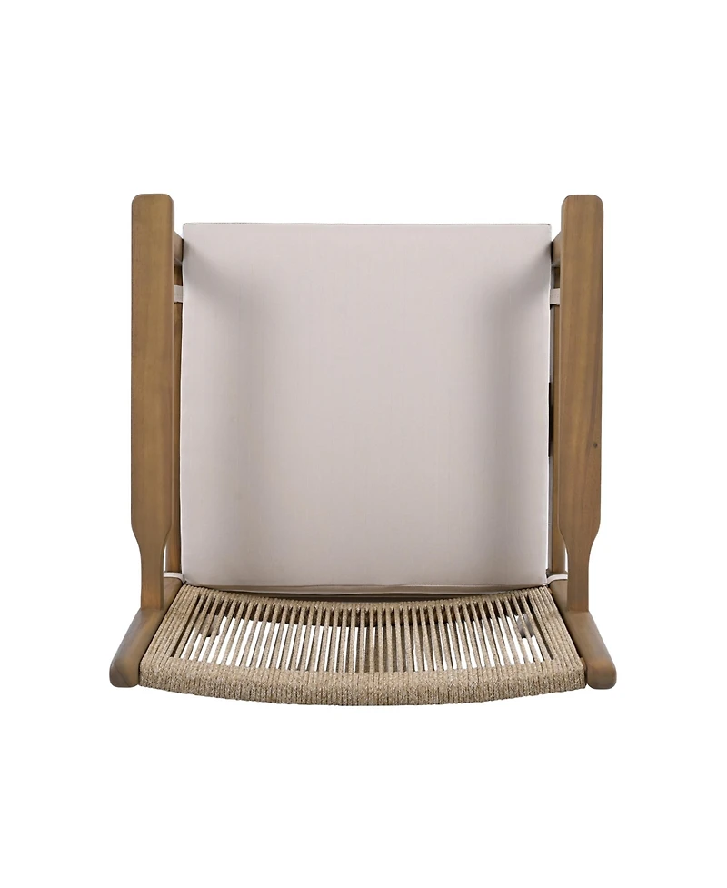 Streamdale Acacia Wood Armchairs with Rope Back and Cushions, Set of 2