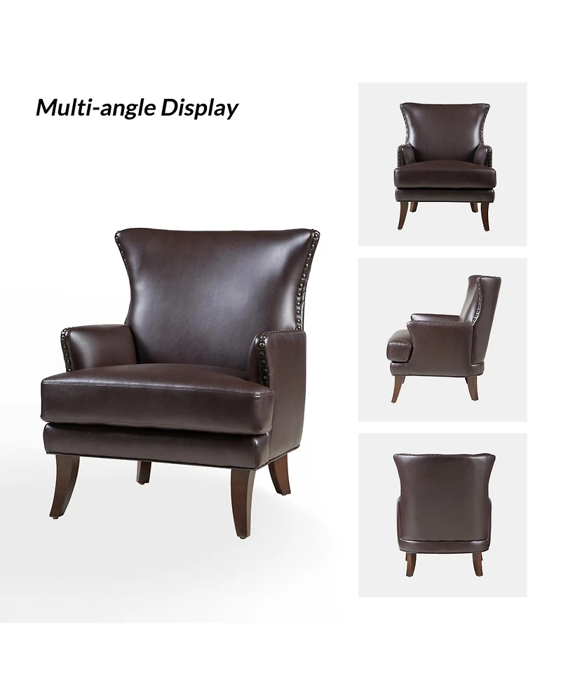 Hardamon Contemporary Leather Arm Chair with Nailhead Trim