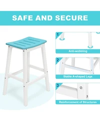 Aoodor Bar Stools Set of 2, 28'' Hdpe Counter Height Stools for Patio, Kitchen Island, Bar & Outdoor Use – Durable Weather-Resistant Saddle Sto