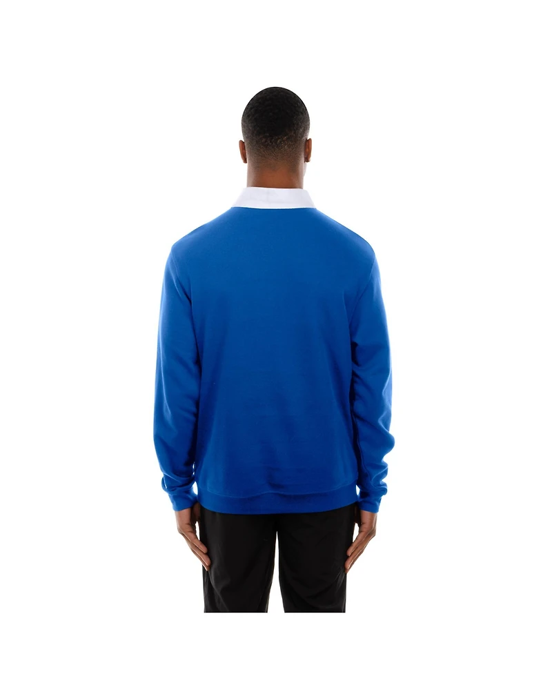 New Era Men's Royal York Mets Throwback Prep Color Block Rugby Polo Shirt