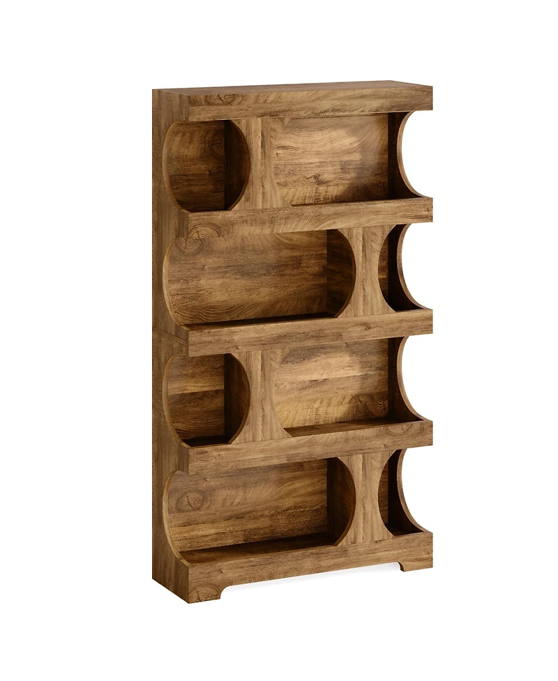 Tribesigns 71" Tall Bookcase, 4-Tier S-Shaped Bookshelf, Wood Decorative Storage Shelving,Library Book Shelf Unit for Home Office Living Room Bed