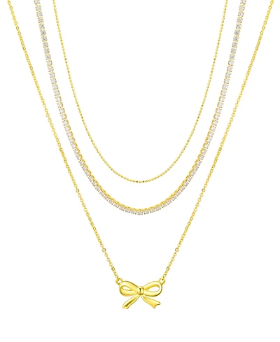Unwritten Cubic Zirconia Bow Layered Necklace Set