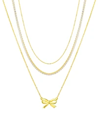 Unwritten Cubic Zirconia Bow Layered Necklace Set