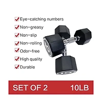10LB × 2 High-End Coated Octagon Dumbbells – Non-Slip Handle, Commercial & Home Gym Use
