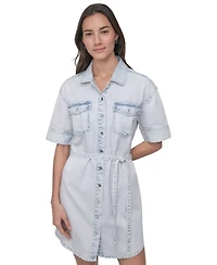 Dkny Jeans Women's Denim Self Belted Shirtdress - L3N