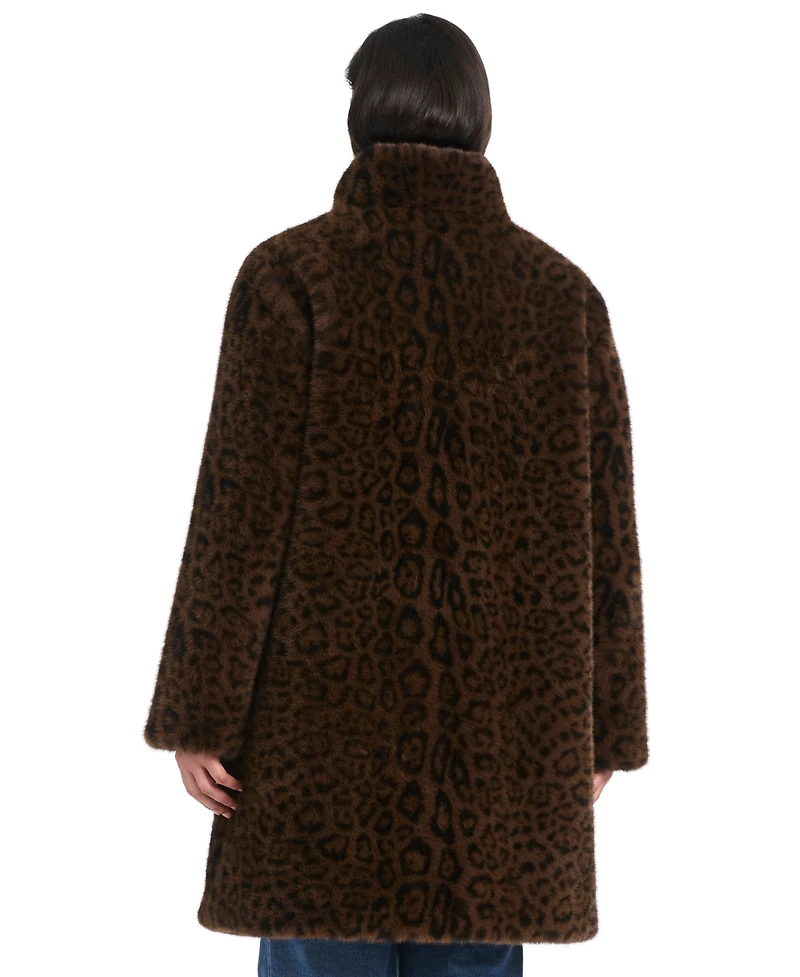 Jones New York Plus Size Stand-Collar Faux-Fur Coat