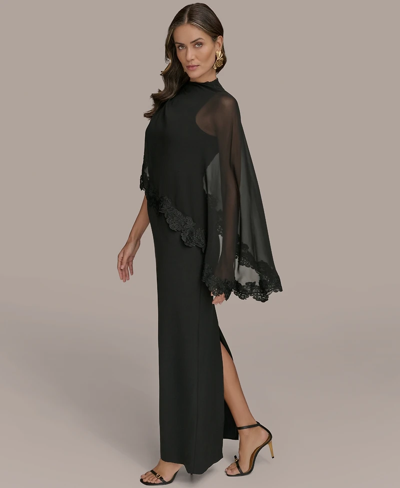 Donna Karan New York Women's Chiffon-Cape-Overlay Gown