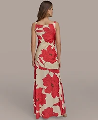 Donna Karan New York Women's Printed Cowl-Neck Gown