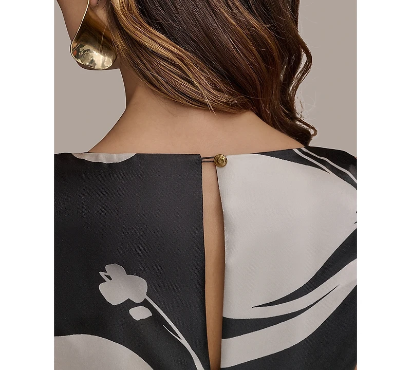 Donna Karan New York Women's Printed V-Neck Sleeveless Gown