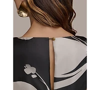 Donna Karan New York Women's Printed V-Neck Sleeveless Gown