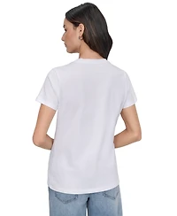 Dkny Jeans Women's Embellished Graphic Print Crewneck T-Shirt - WHB