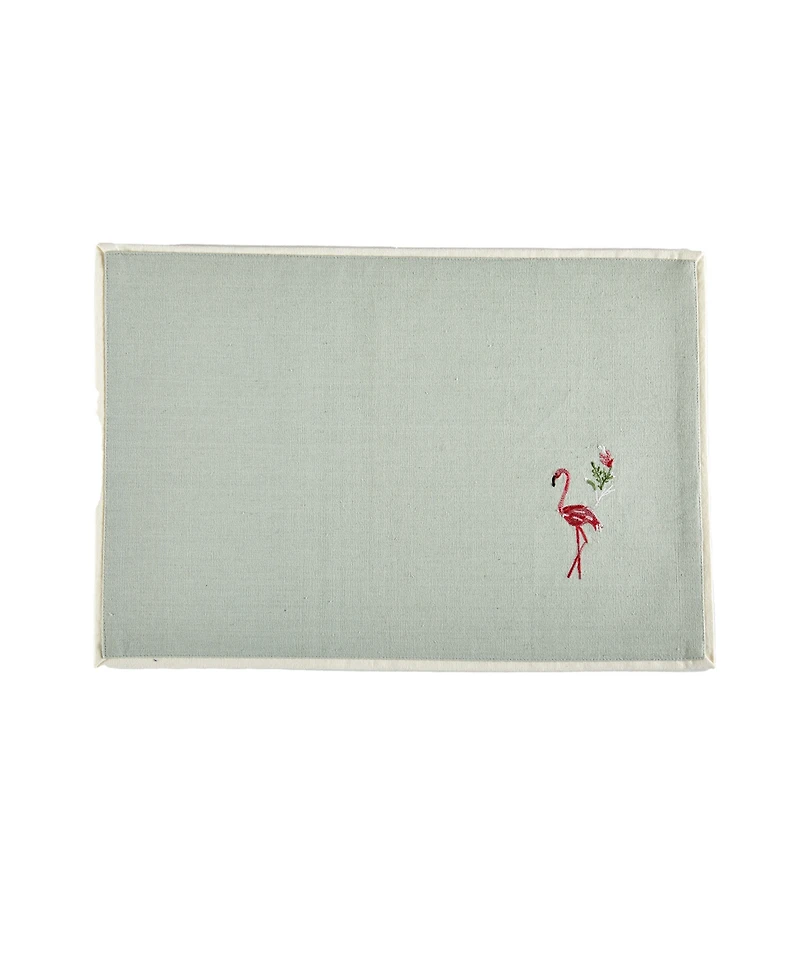 Tableau Flamingo Embroidered Placemats, Set of 4