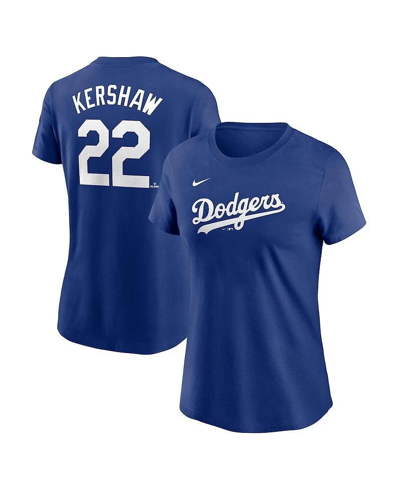 Nike Women's Clayton Kershaw Royal Los Angeles Dodgers Fuse Name Number T-Shirt