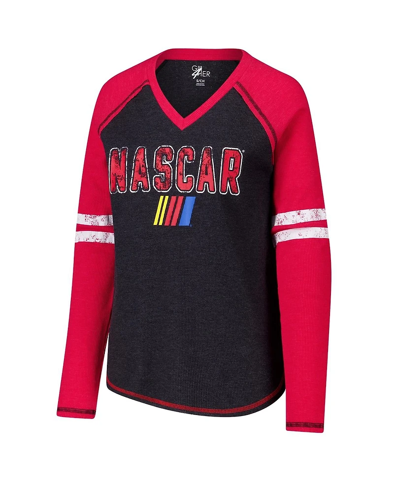 G-iii 4Her by Carl Banks Women's Black Nascar Winner Tri-Blend V-Neck Long Sleeve T-Shirt