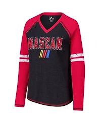 G-iii 4Her by Carl Banks Women's Black Nascar Winner Tri-Blend V-Neck Long Sleeve T-Shirt