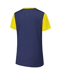 G-iii 4Her by Carl Banks Women's Navy Michigan Wolverines Racer Crewneck Ringer T-Shirt