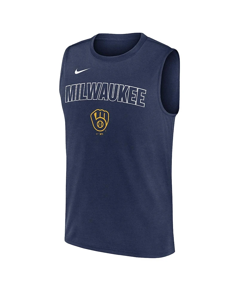Nike Men's Navy Milwaukee Brewers Knockout Performance Muscle Tank Top