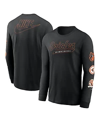 Nike Men's Black Baltimore Orioles Cooperstown Collection Knockout Long Sleeve T-Shirt