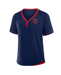 Fanatics Women's Navy Minnesota Twins League Diva Star Raglan V-Neck T-Shirt