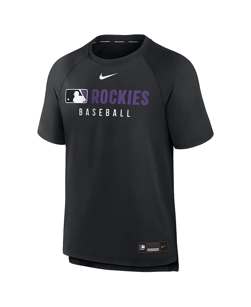 Nike Men's Black Colorado Rockies Authentic Collection Pregame Raglan Performance T-Shirt
