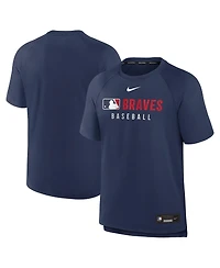 Nike Men's Navy Atlanta Braves Authentic Collection Pregame Raglan Performance T-Shirt