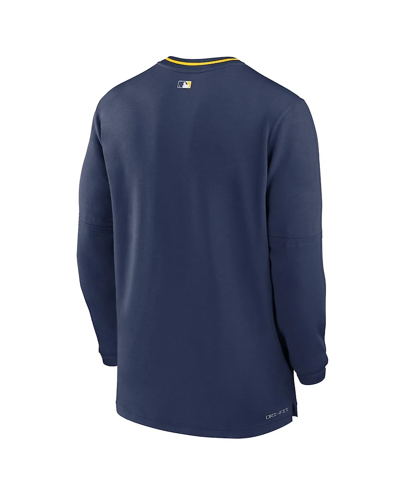 Nike Men's Navy Milwaukee Brewers Authentic Collection Performance Half-Zip Top