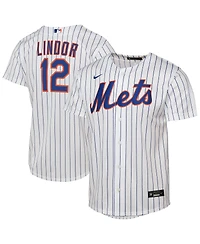 Nike Big Boys and Girls Francisco Lindor White New York Mets Home Replica Player Jersey