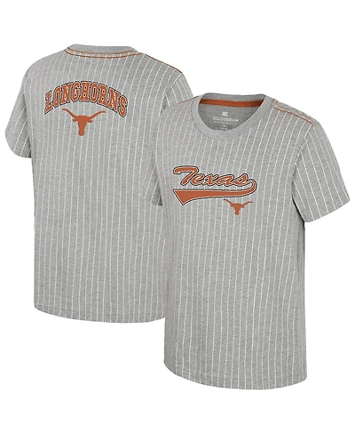 Colosseum Big Boys and Girls Heather Gray Texas Longhorns Airball Baseball T-Shirt