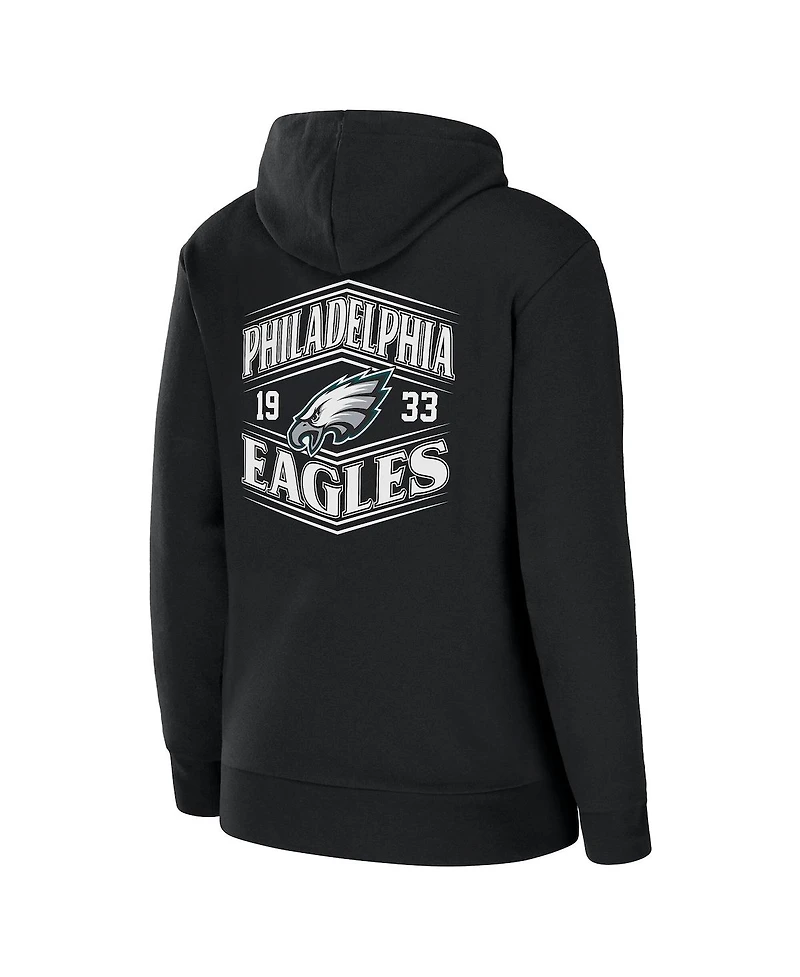 Wear by Erin Andrews Women's Black Philadelphia Eagles Angled Full-Zip Hoodie