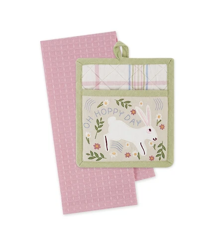 Design Imports Oh Hoppy Day Potholder Dishtowel, Set of 2