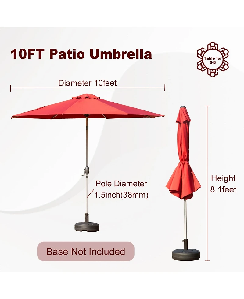 10FT Patio Umbrella, Outdoor Table Umbrella with Push Button Tilt and Crank, Uv Protection Waterproof Market Sun 8 Sturdy Ribs for Garde