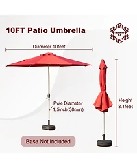 10FT Patio Umbrella, Outdoor Table Umbrella with Push Button Tilt and Crank, Uv Protection Waterproof Market Sun 8 Sturdy Ribs for Garde