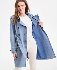 Steve Madden Women's Double-Breasted Denim Trench Coat