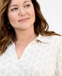 Jm Collection Plus Printed 3/4-Sleeve Tunic, Exclusively at Macy's