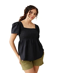 Ingrid + Isabel Maternity Gwen Smocked Woven Top