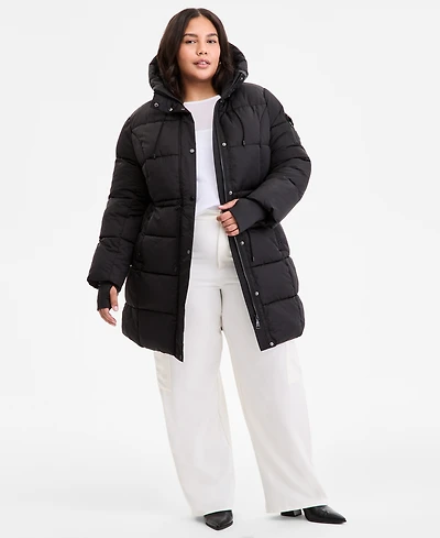 Steve Madden Plus Hooded Anorak Puffer Coat