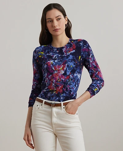 Lauren Ralph Lauren Petite Print Cotton-Blend Sweater
