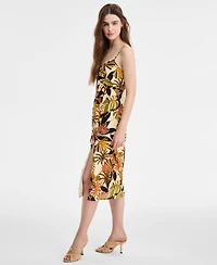 Row A Juniors' Scalloped Printed Slip Midi Dress