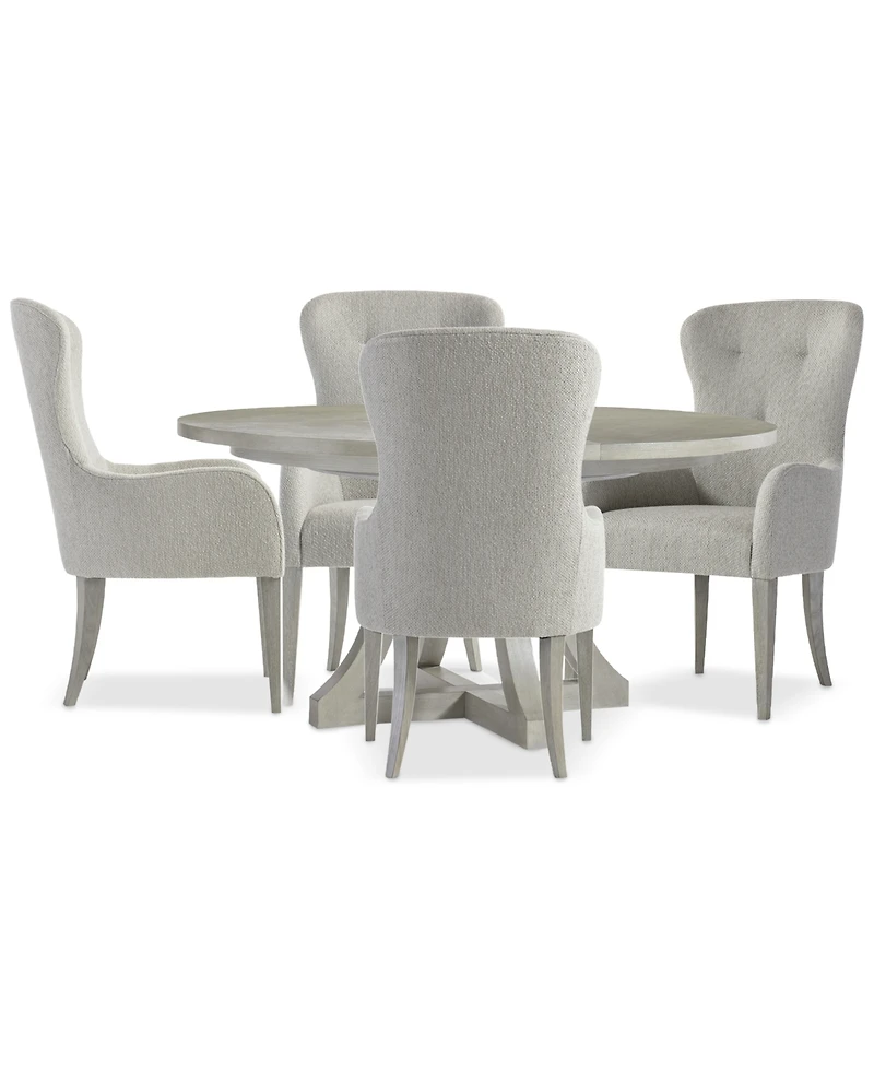 Cornelia 5-Pc. Dining Set (Round Table & 4 Tufted Arm Chairs)