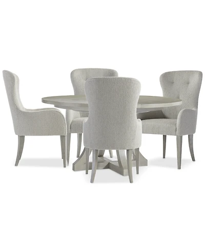 Cornelia 5-Pc. Dining Set (Round Table & 4 Tufted Arm Chairs)