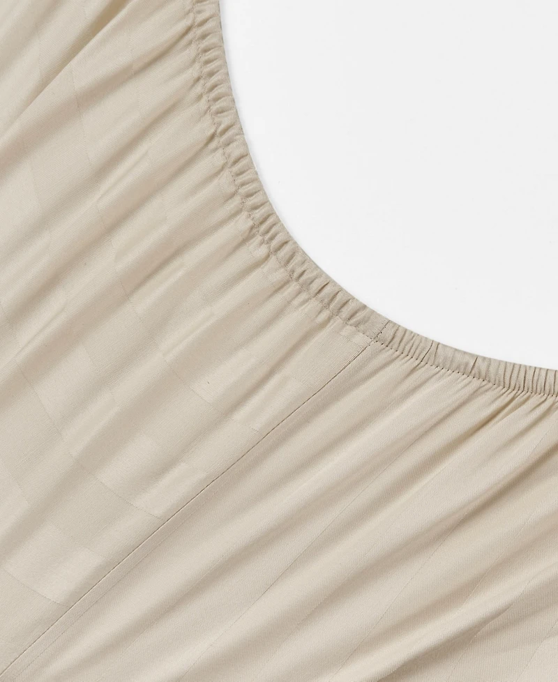 French Connection Damask Stripe 300-Thread Count Cotton Sateen 3-Pc. Sheet Set, Twin