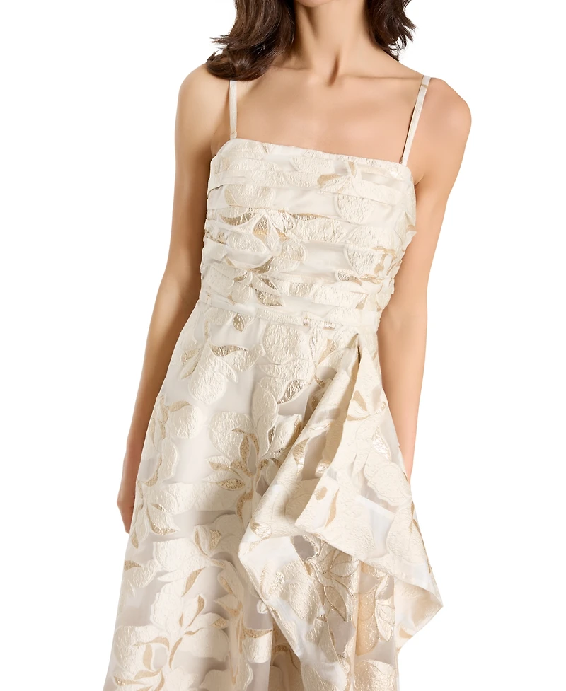 Tahari Asl Women's Jacquard Organza Ruffle Gown