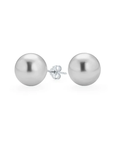 Bling Jewelry Classic Light Grey Simulated Pearl Drop Ball Earrings Sterling Silver
