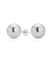 Bling Jewelry Classic Light Grey Simulated Pearl Drop Ball Earrings Sterling Silver
