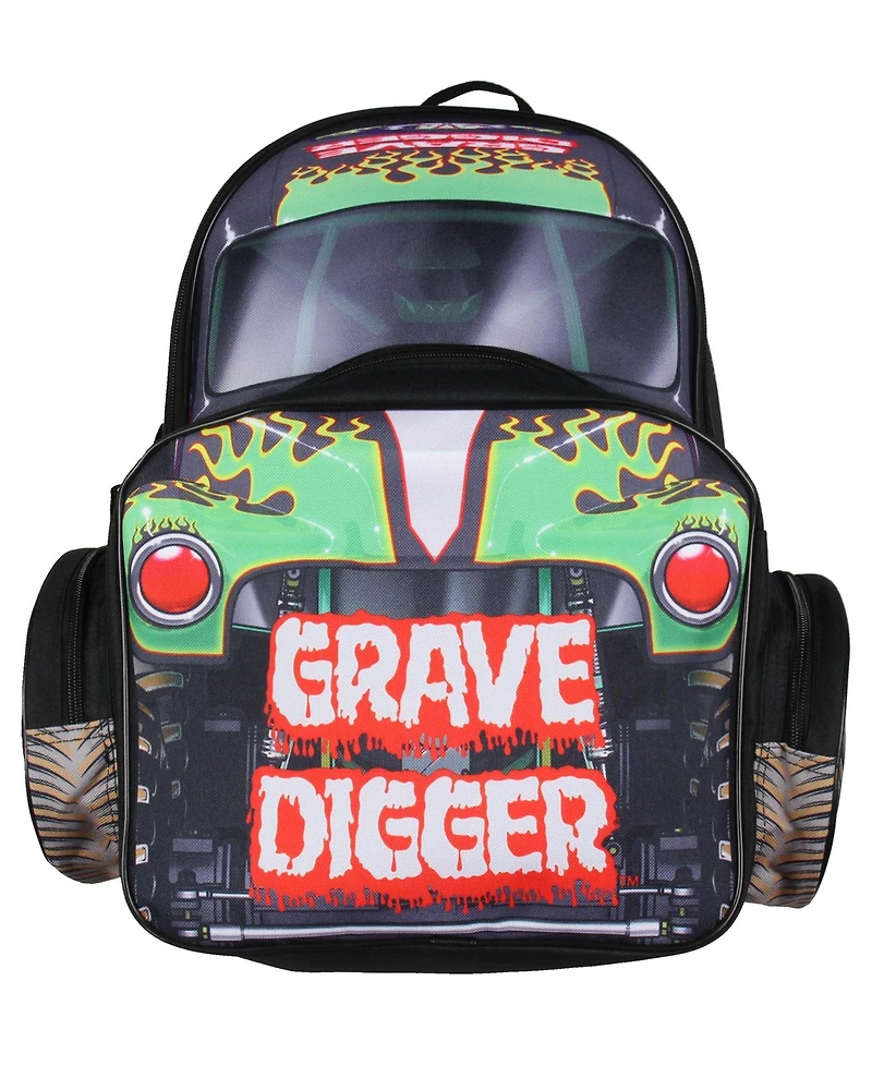Monster Jam Backpack Grave Digger Truck 3D Character School Book Bag